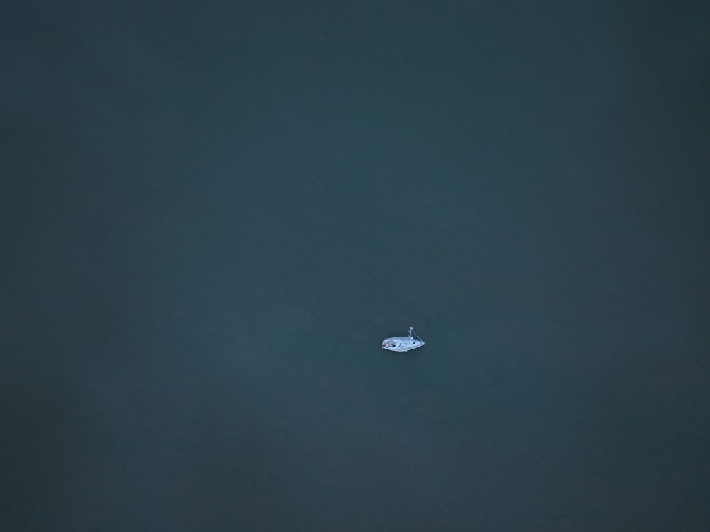 Drone shot of a yacht off of Harwich