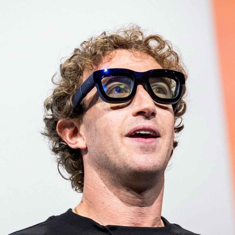 Zuckerberg modeling his goggle-like smartglasses, so think they give the impression of a child wearing their parents’ spectacles, and so heavy they plane his ears out to the side like an upset cat.
