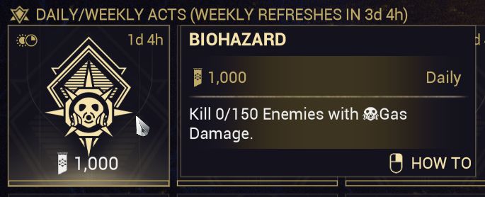 Warframe daily quest to kill 150 enemies with Gas damage