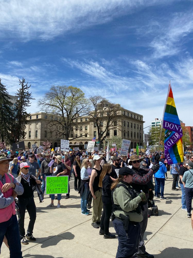 Protesters at capitol in Boise, Idaho. 