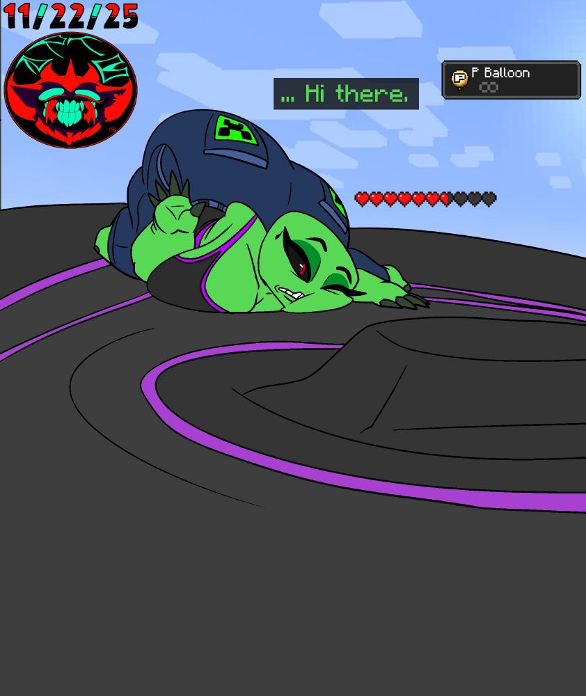 A mammal like creeper fell from the sky.
Apparently some idiot shot her elytra wings she previously equipped once.