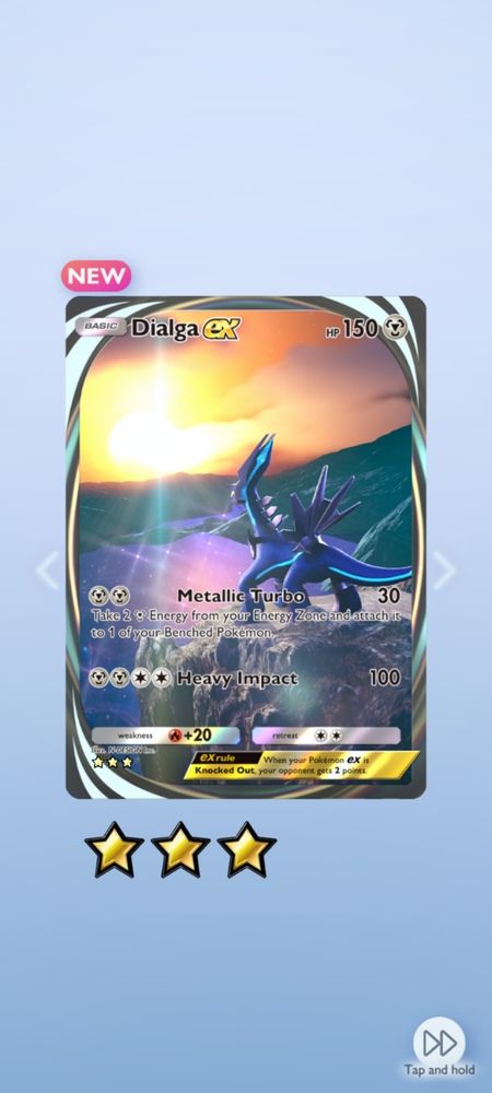 The 3 star rarity card for Dialga EX in Pokemon TCG Pocket.