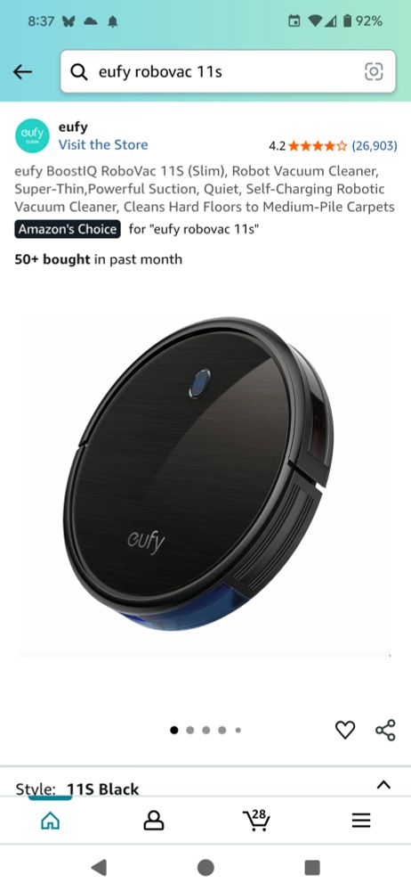 Another screenshot from Amazon showing a top down view of the robot vacuum.