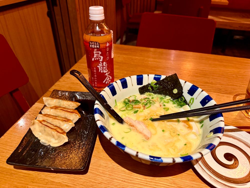 chicken ramen and gyoza