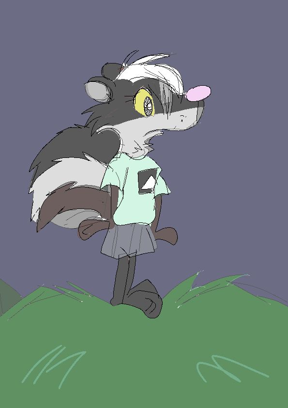 Tracy the Skunk gazing at the stars.