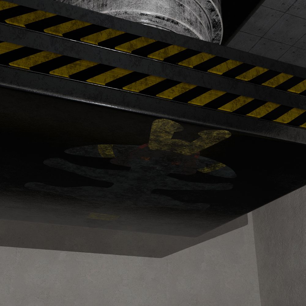 Epic, having been flattened so thoroughly he has started to fade and blend into the metal.
