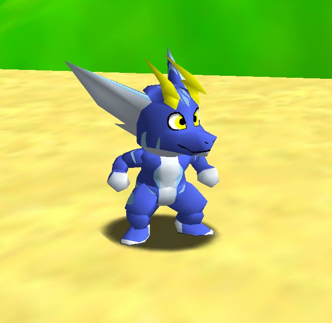 Azure, hanging out in the Mushroom kingdom after being scrungled into a low poly version of himself.