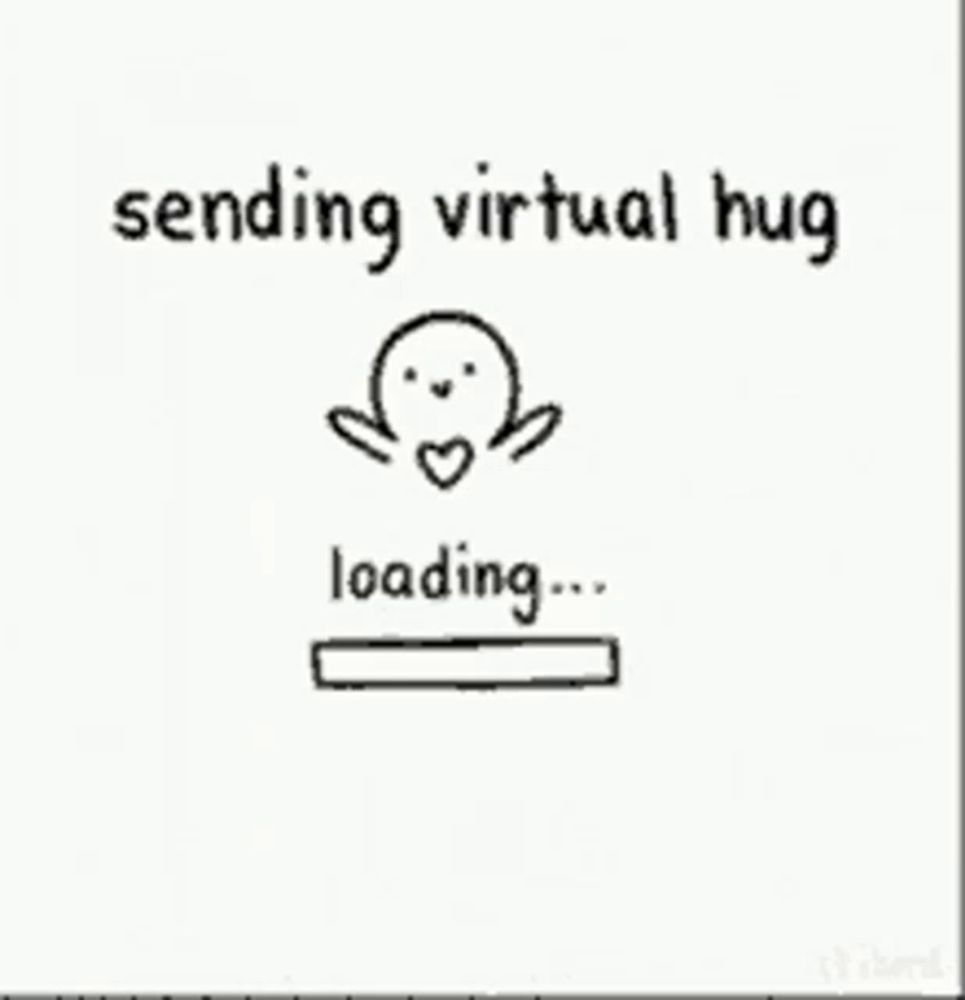 a drawing of a person loading a virtual hug