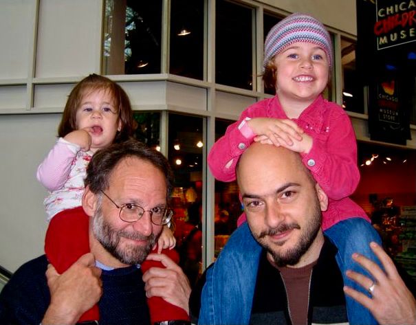 My girls, stepdad Rik, and me twenty-one years ago in 2004, outside the children’s museum in Chicago.