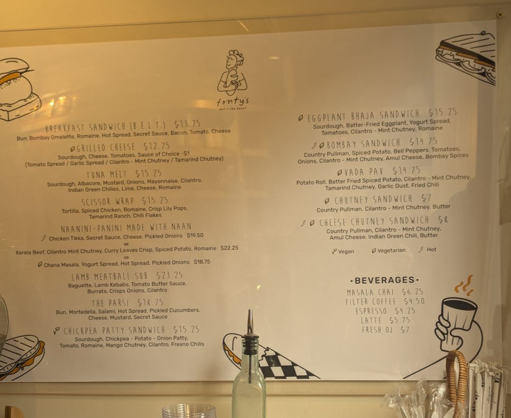 Fonty's Deli + Dukaan menu