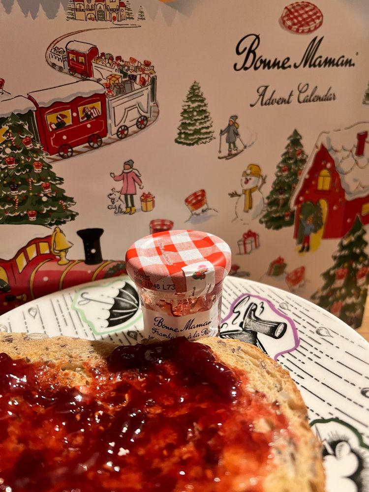 Bonne Maman Raspberry & Rose jam on toast. 