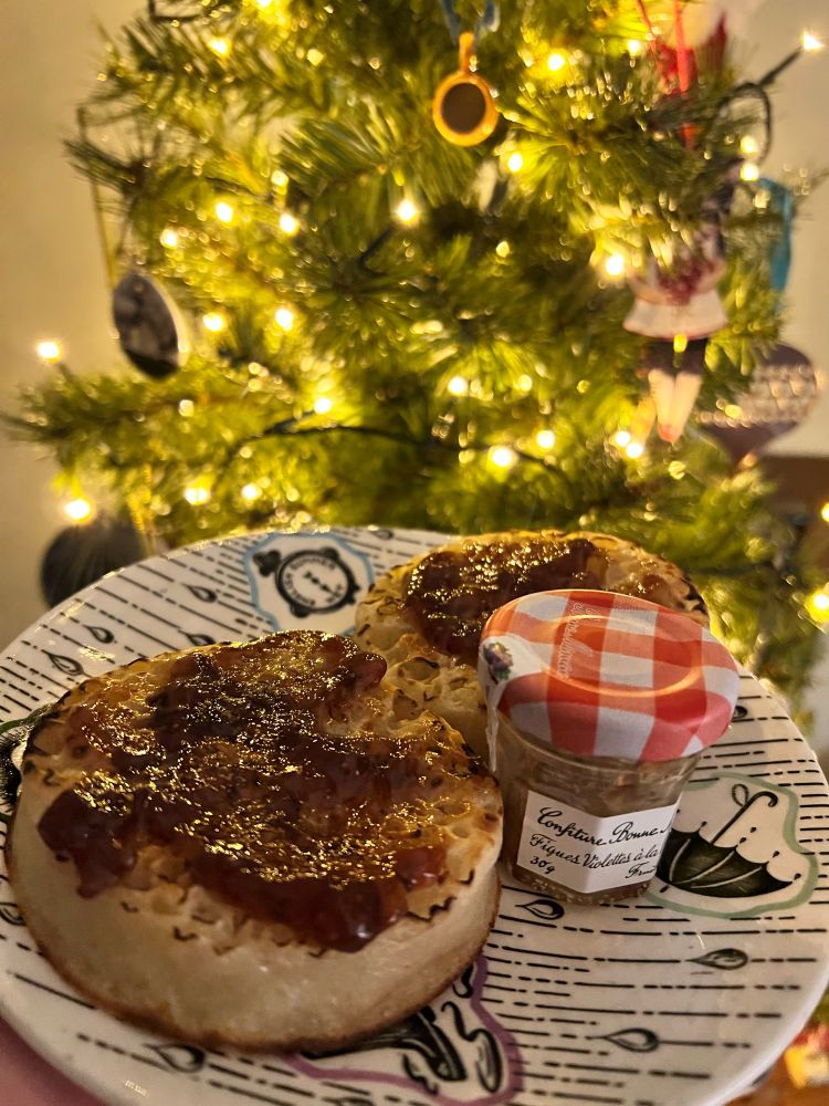 Purple Fig with Cinnamon jam, on crumpets