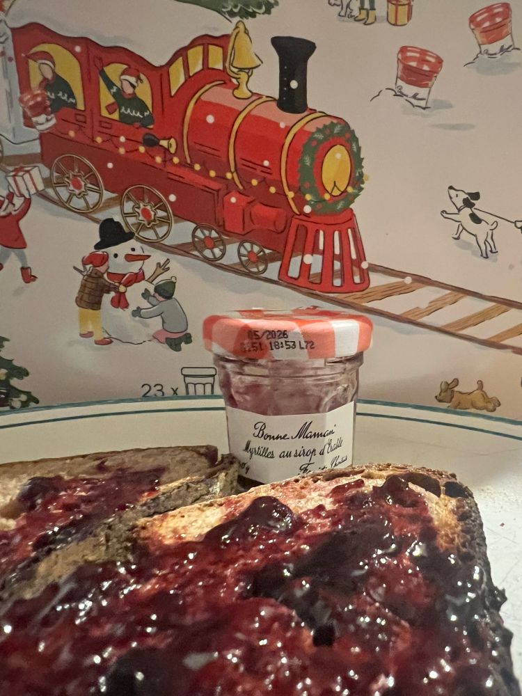 Blueberry with maple syrup jam, on toast 