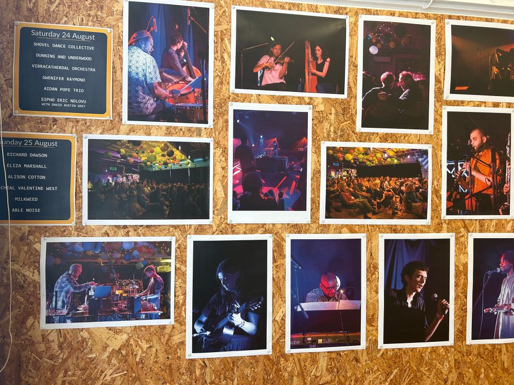 Photos from Line Up 2024 on the wall at Malvern Cube