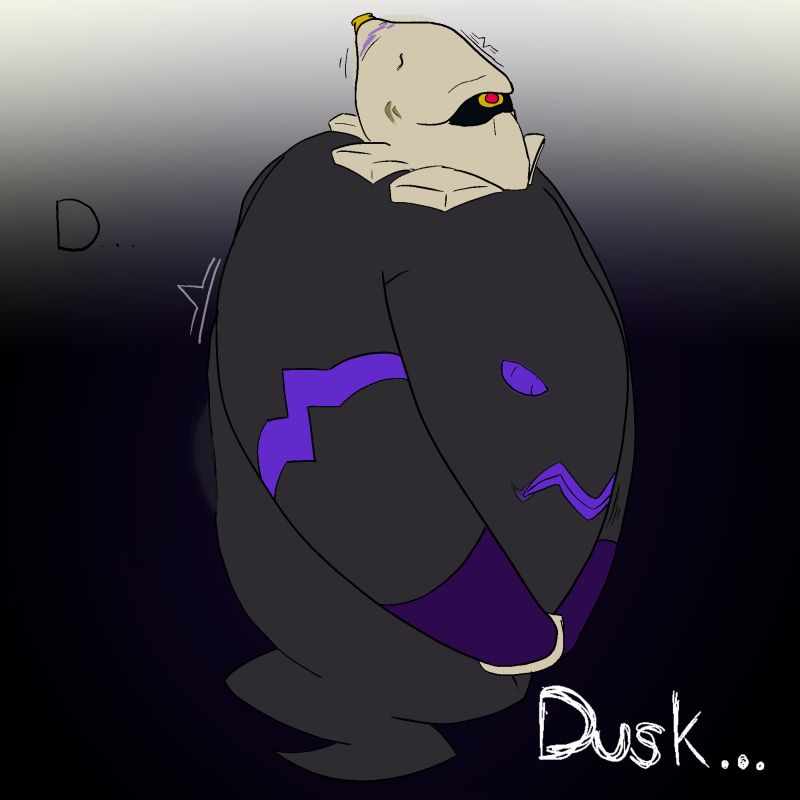 Human to Dusknoir nearly finishing its TF, the human ear and hair slowly disappearing as it moans "D...Dusk..."