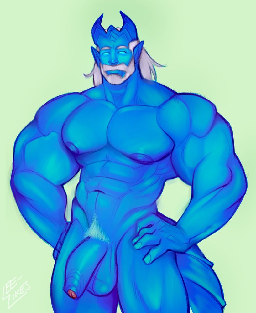 a digital drawing of a random naked draenei. 