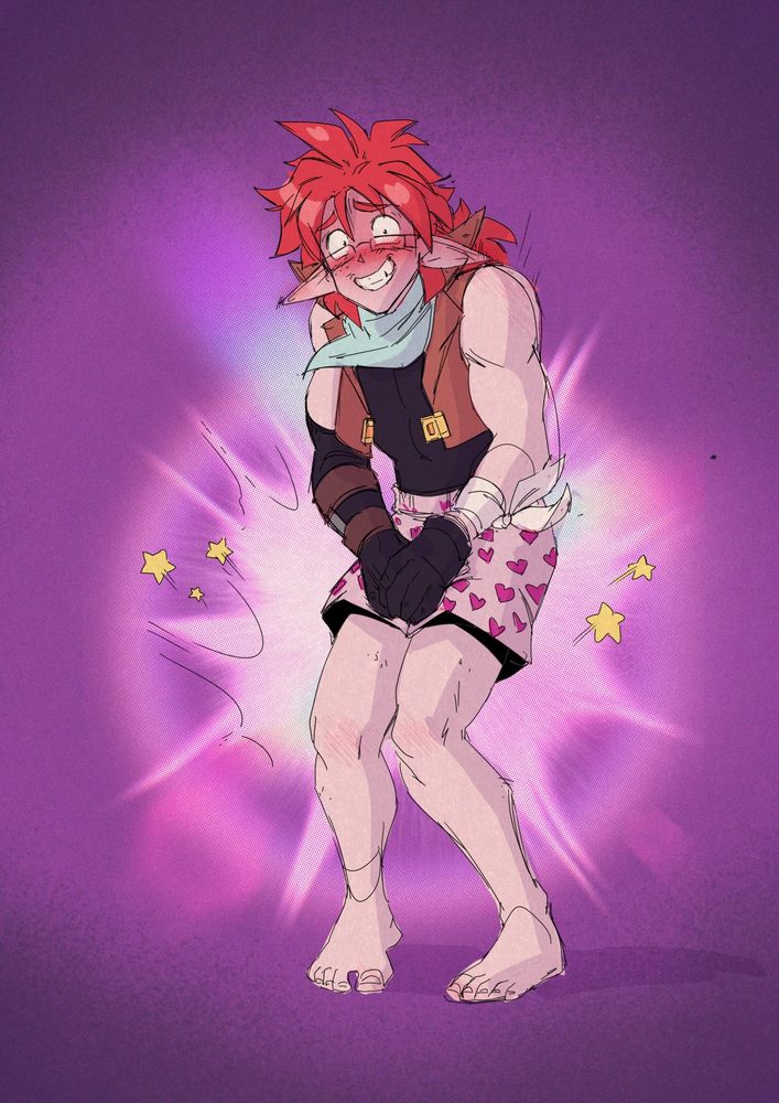 I GOT THE CHARACTER NAME WRONG FIRST TIME AAAAAAA
Anyway it's a DBZ-styled red haired cutie having his pants disappear. God I wish that were a more common thing.