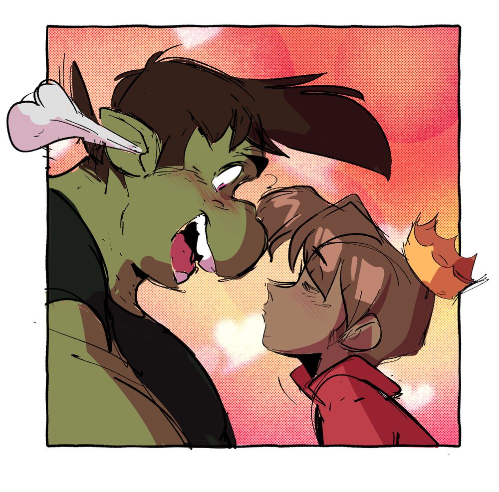 Binks from SMQ offers Trok from SMQ a super monster kiss.