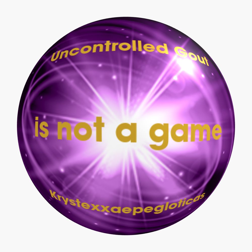 A screenshot of a custom bowling ball from https://www.ontheballbowling.com/ that reads "Uncontrolled Gout" "is not a game" "Krystexxaepeglioticas"