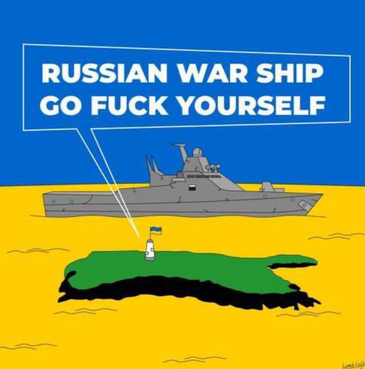 Russian war ship. Go f’k yourself