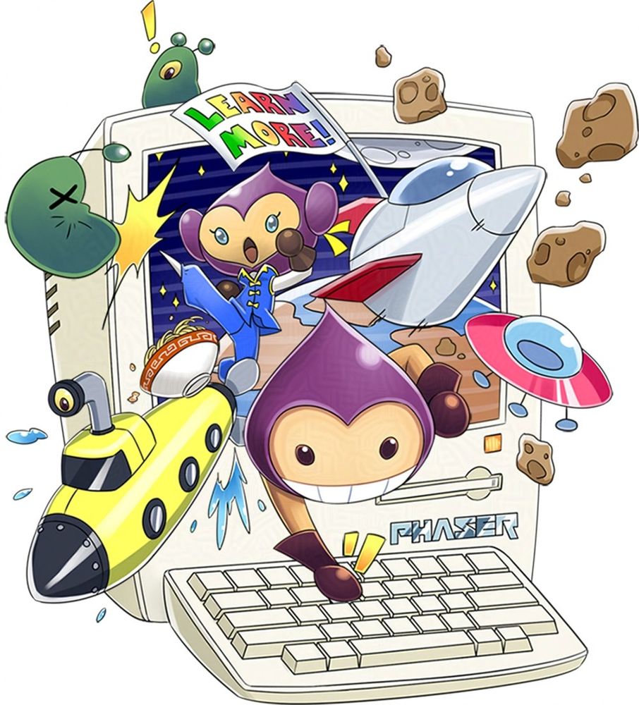 A parody of an older 'game' book. Various characters popping out of a CRT computer. There's aliens and a submarine. Learn more! Phaser!