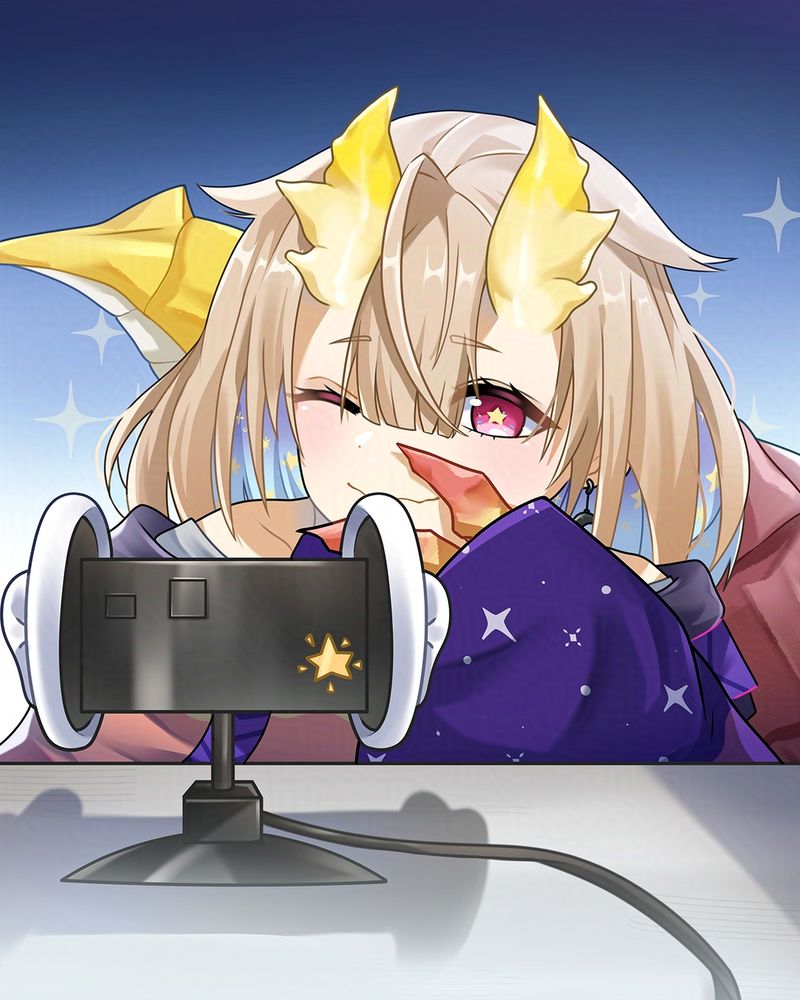 Nasa, vtuber under Phase Connect, testing out some ASMR microphone. Art by Lim Si Yin
