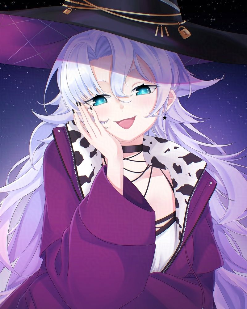 Michiru, vtuber under Phase Connect, going ara ara. Art by Emily Chai.
