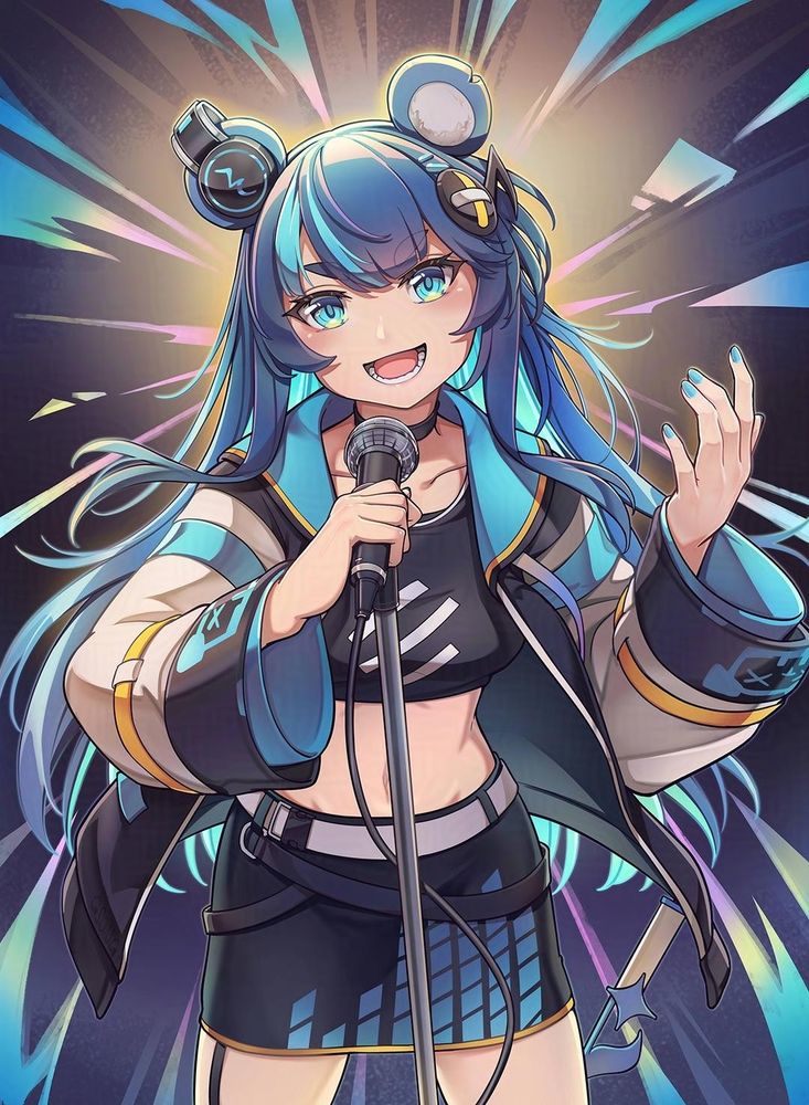 Uruka, a vtuber under Phase Connect, singing with a microphone