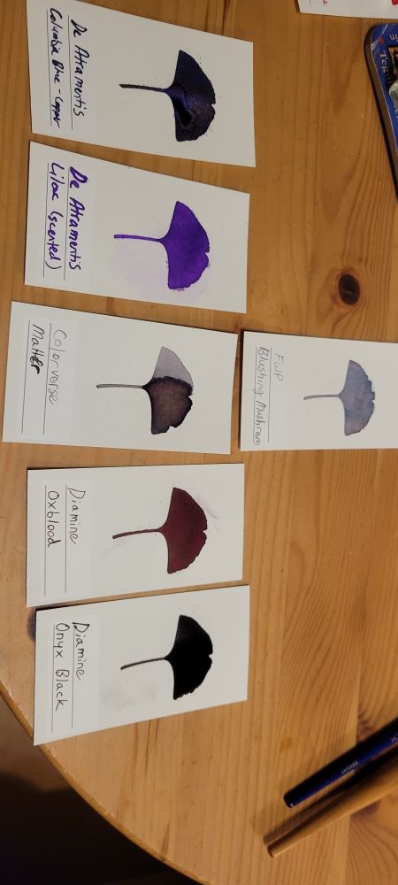 6 Wearingeul gingko shape ink sample cards