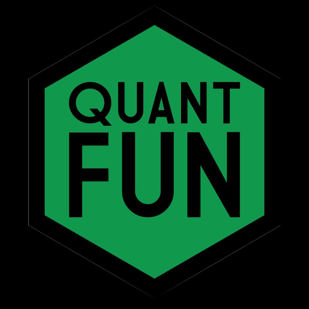 Green and black hex logo with Quant Fun as the text in the middle. 