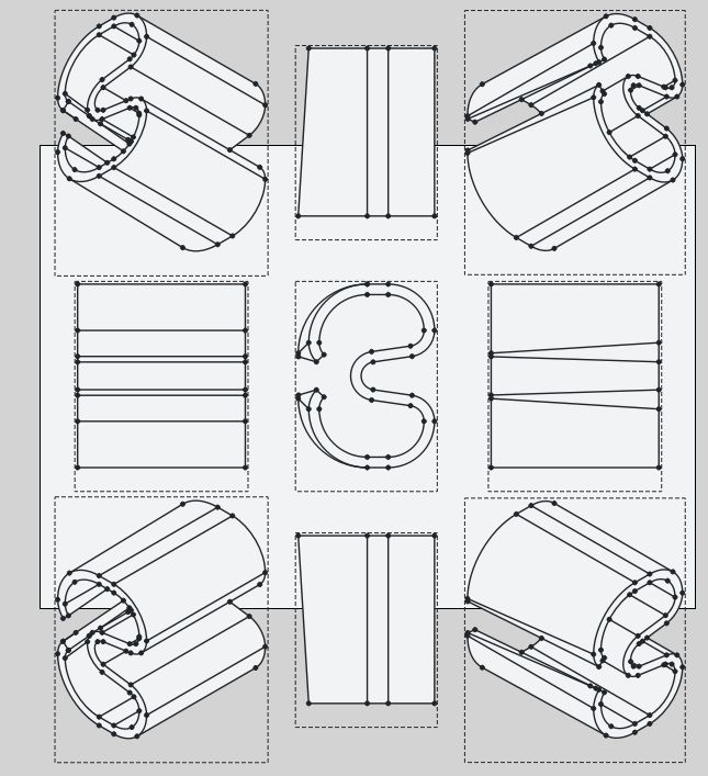 A diagram of a steel key, shaped roughly like the letter 3, wedged into chairs to secure rails to sleepers
