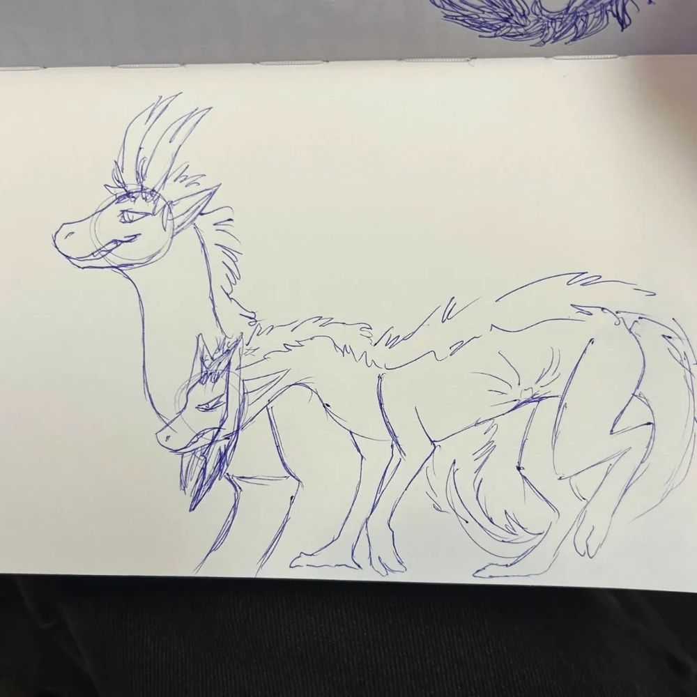 A pen sketch of All Might as a dragon.