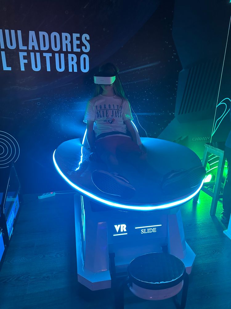 My kid on the VR slide 