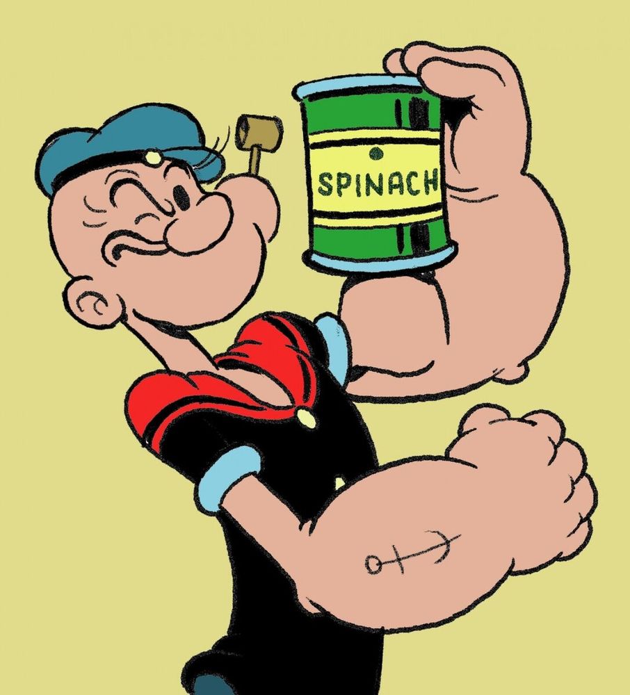 Popeye with a can of spinach