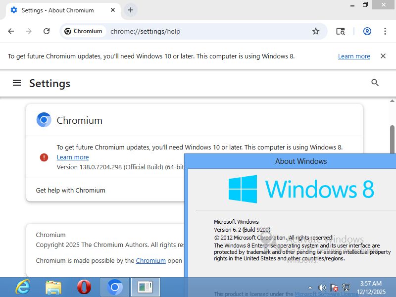 Screenshot of "Chromium for windows 7", a fork of the Google Chromium web browser running natively under Windows 8.