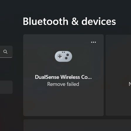 In the Settings app, when removing a Bluetooth controller device in Windows, it says Removed failed