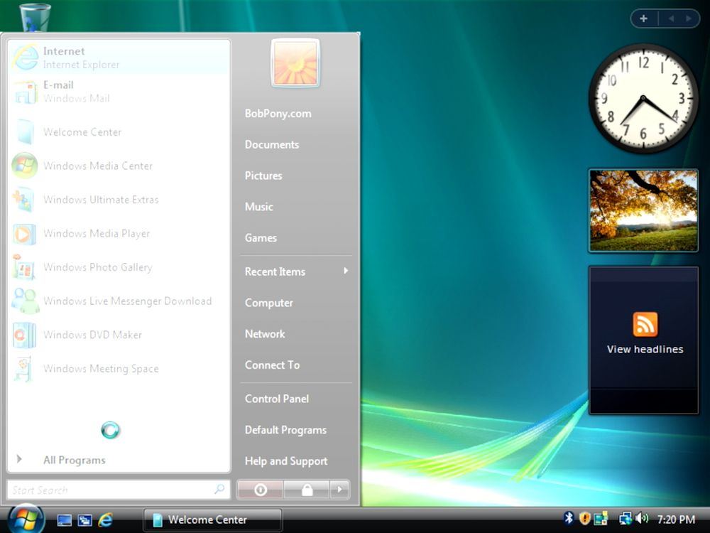 The Windows Vista start menu is NOT responding.