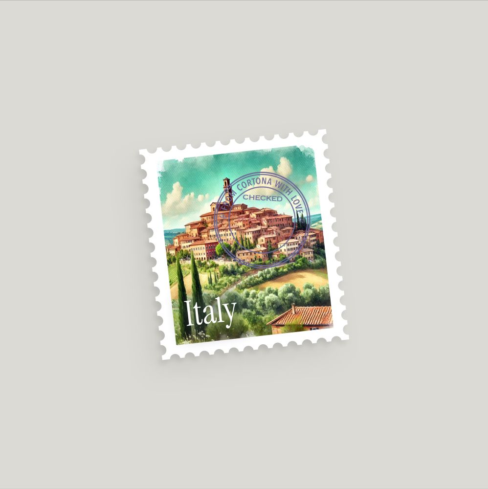 Location widget stamp for the online photo album Memory Lane