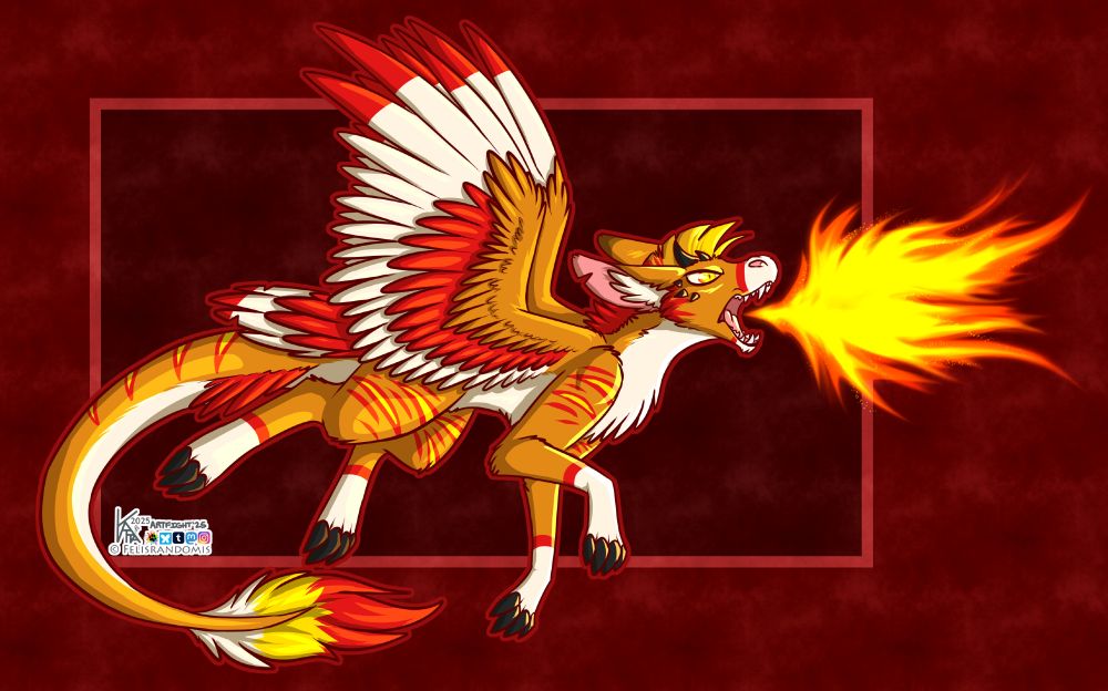 Digital art of a dutch angel dragon with flame breath