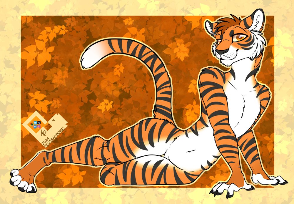 digital art - tiger in a leaning/laying down pose