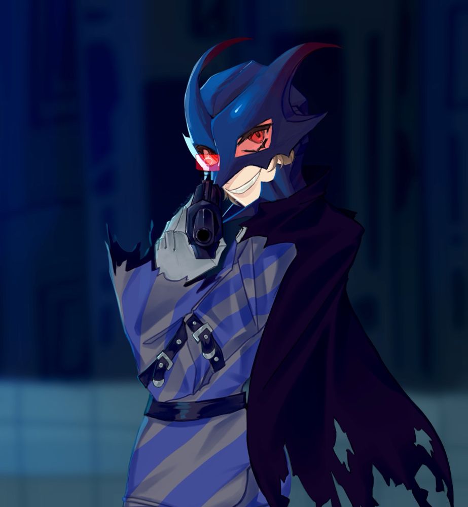 Black mask akechi with a gun, probably gonna snipe someone (me)