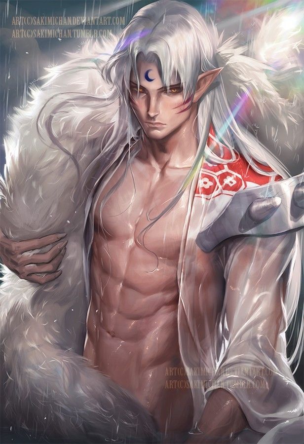 Sesshomaru driving us all crazy without a shirt.
