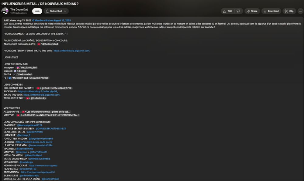 La description de la vidéo Youtube de « The Doom Dad ».