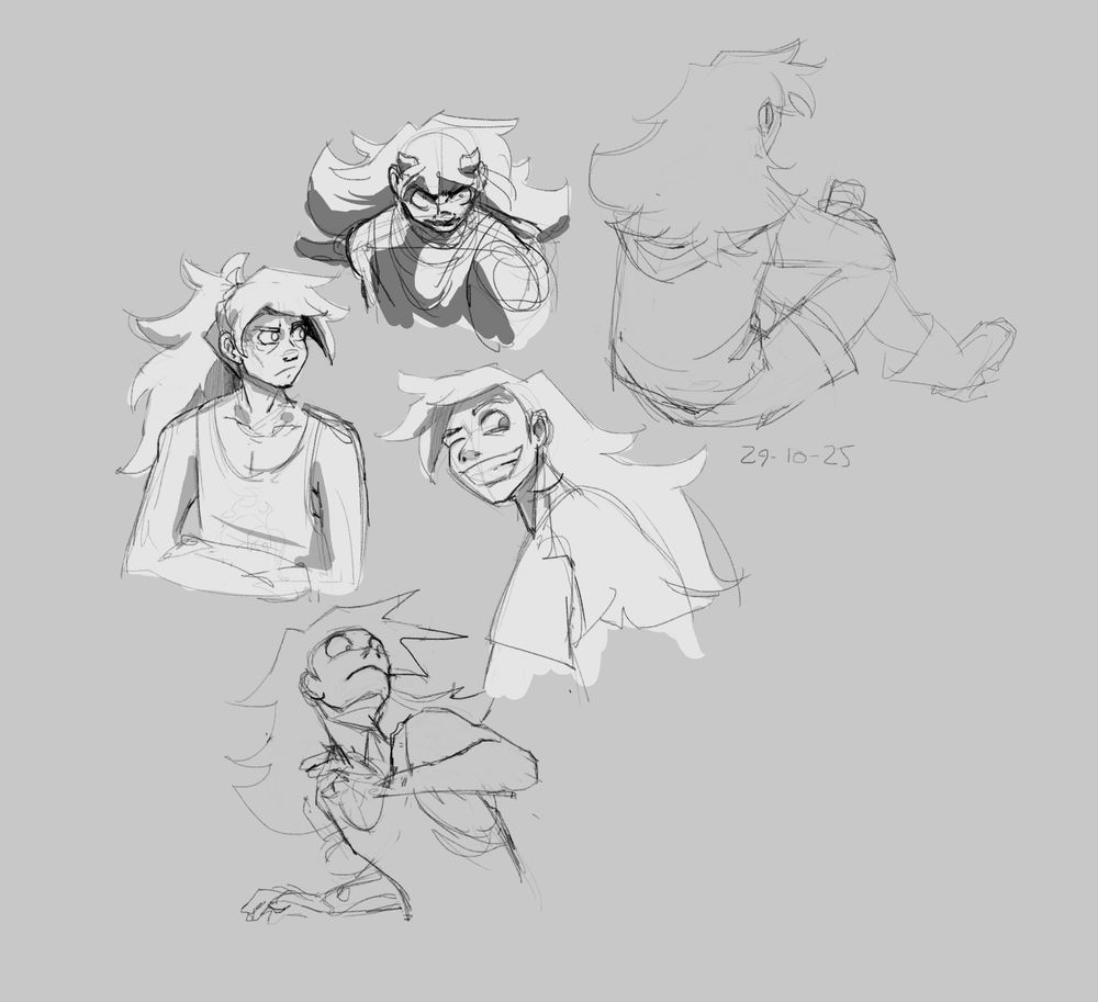 Expression sketches for a character