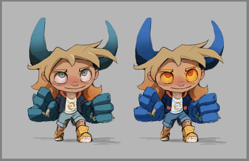 Chibi character in two color pallettes