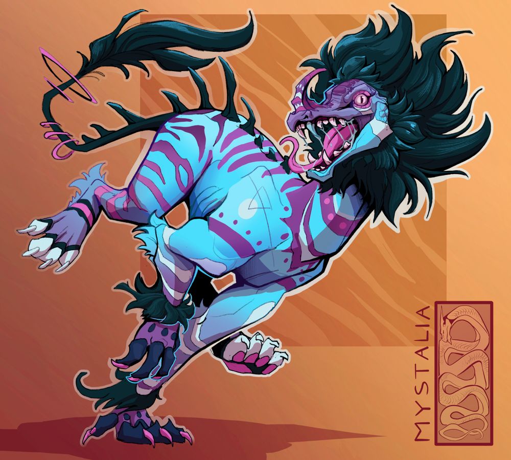 A blue demon running
