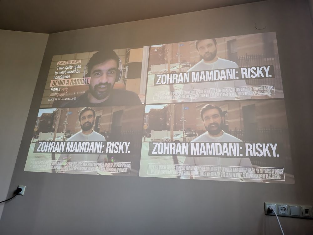 TV Projection with four channels and the same ad airs on all of them