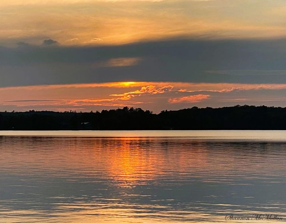 Bronzed sunset on Lake Kagawong on Manitoulin Island 