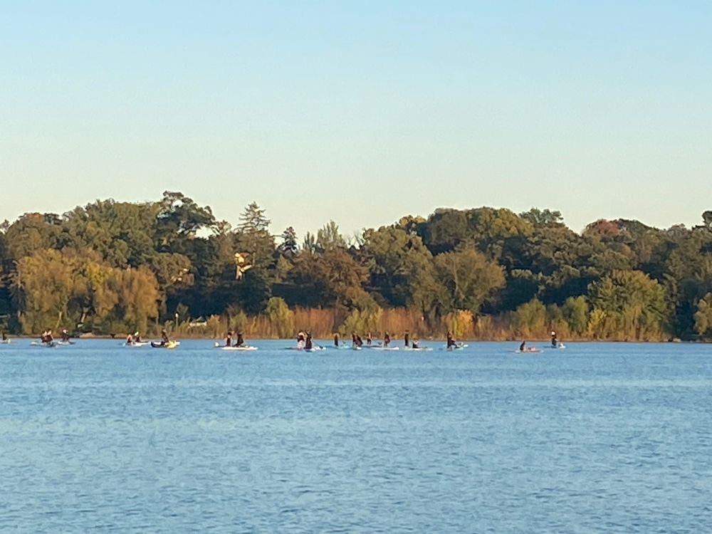 Witches on paddle boards far away
