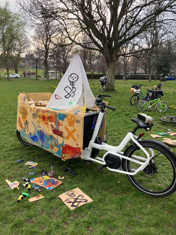 Urban Arrow cargo bike decorated as pirate ship 